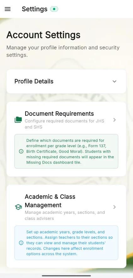 Android Settings View
