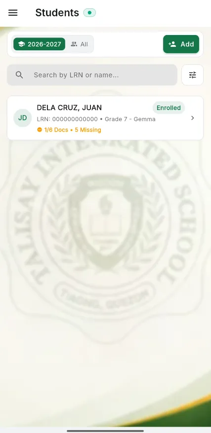 Android Student List